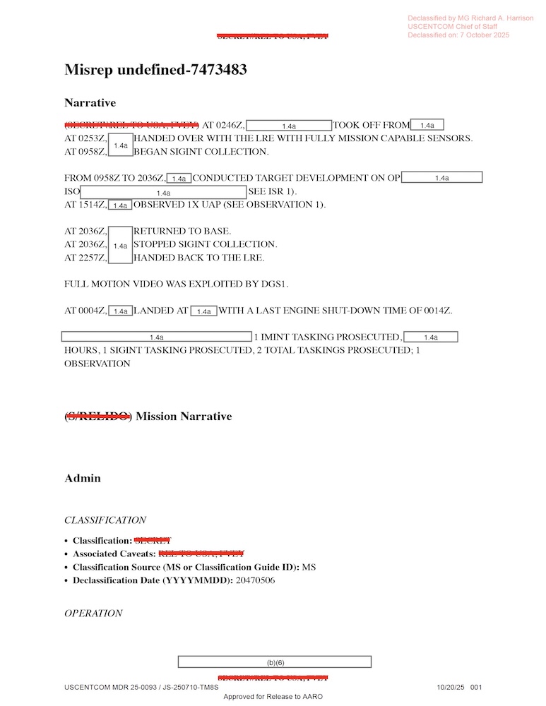 DOW UAP D10 Mission Report Middle East May 2022
