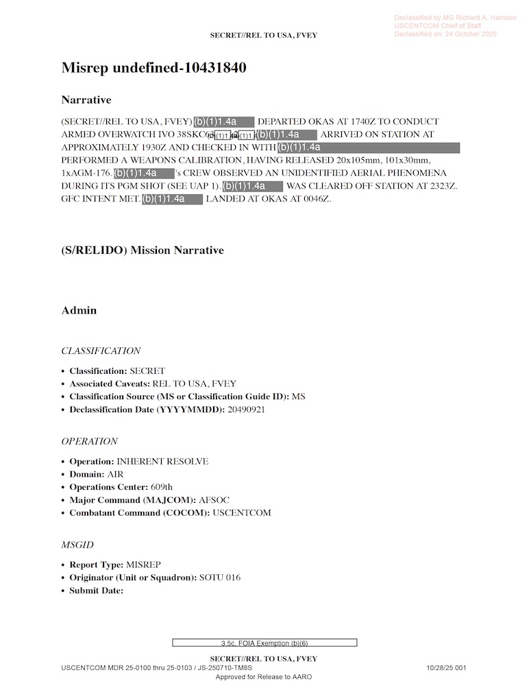 DOW UAP D28 Mission Report East China Sea 2024