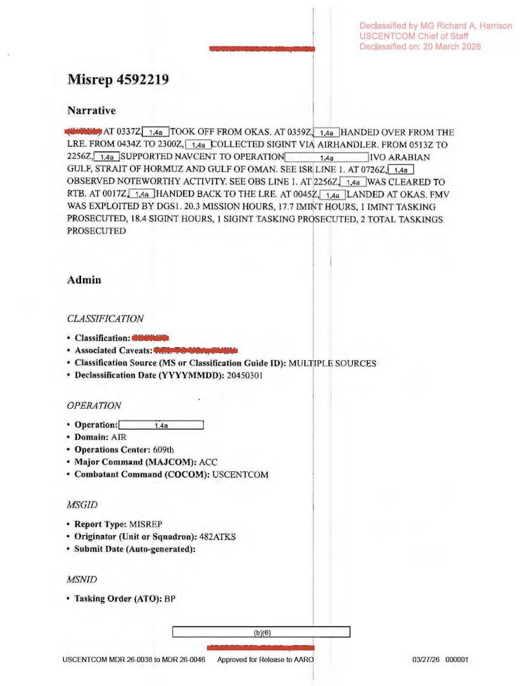 DOW UAP D60 Mission Report Persian Gulf August 2020