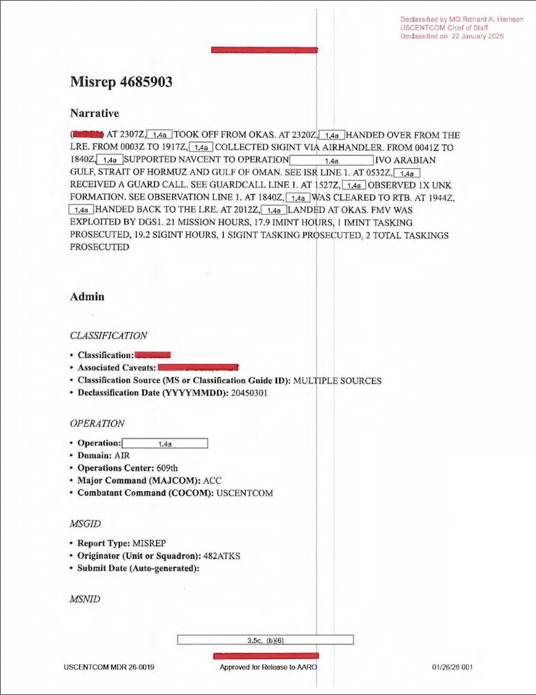 DOW UAP D61 Mission Report Persian Gulf August 2020