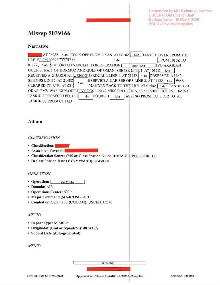DOW UAP D64 Mission Report Iran November 2020