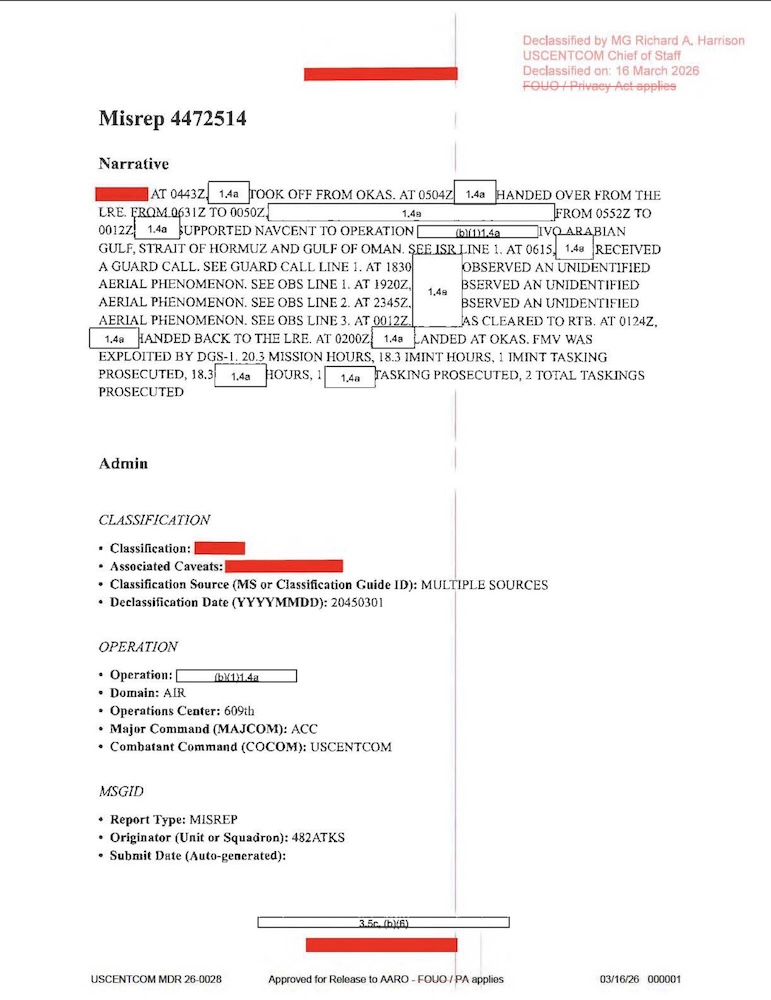 DOW UAP D65 Mission Report Persian Gulf July 2020