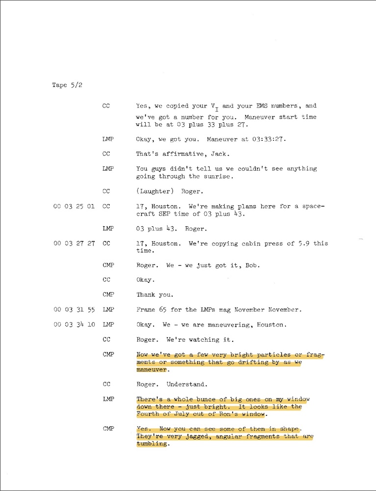 NASA UAP D2 Apollo 17 Transcript 1972