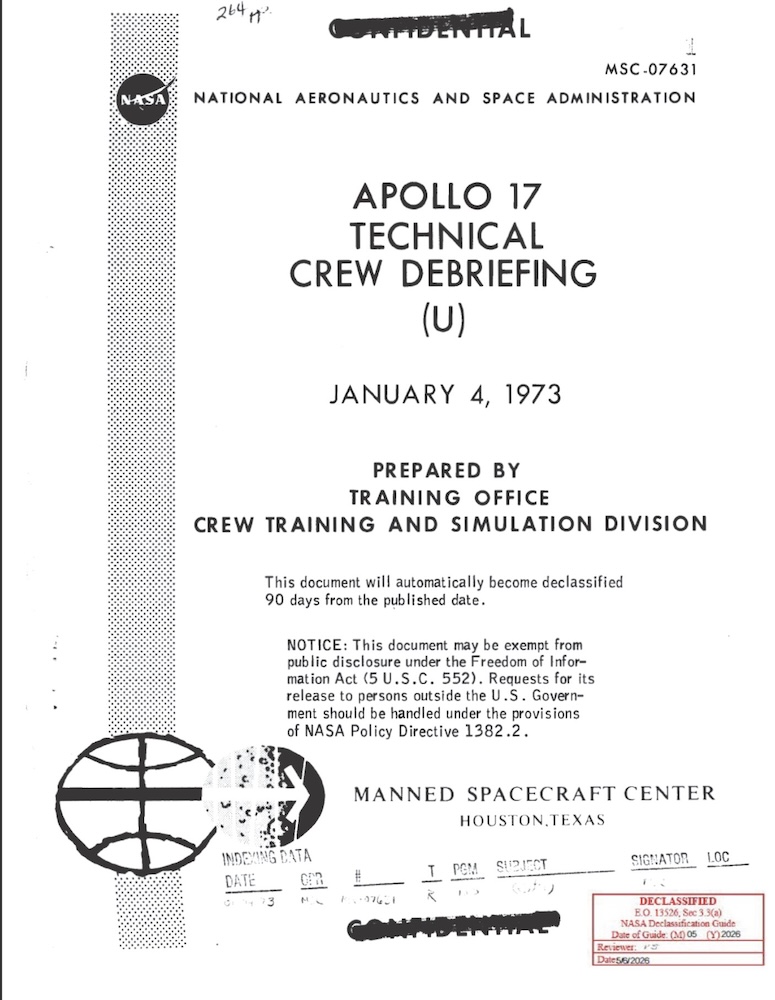 NASA UAP D6 Apollo 17 Technical Crew Debriefing 1973
